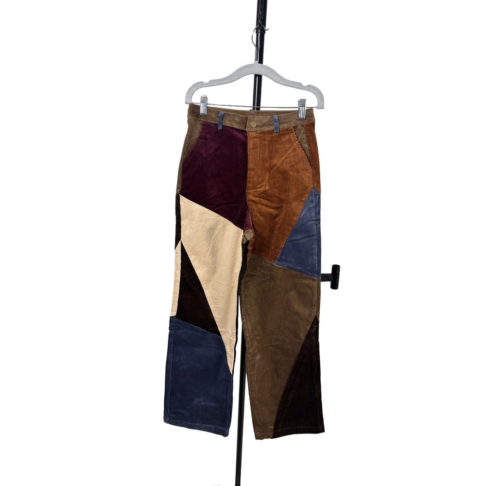 Kina & Tam Corduroy Patchwork Corduroy Pants 25 Cabincore Boho Colorblock NWOT